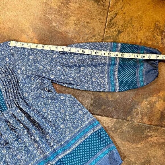 Gap Women’s Floral Blue Boho Peasant Blouse Size Medium - Picture 5 of 10